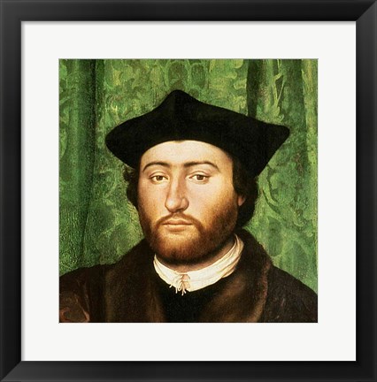 Framed Ambassadors, 1533, Right Portrait Detail Print