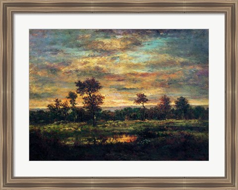 Framed Pond at the Edge of a Wood Print