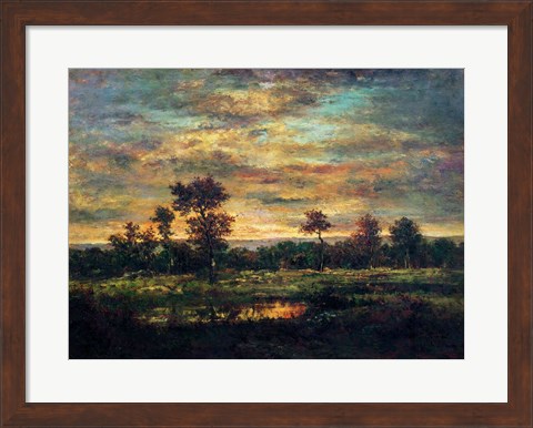 Framed Pond at the Edge of a Wood Print