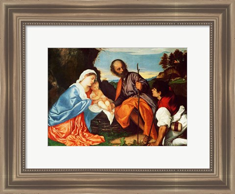 Framed Holy Family and a Shepherd Print