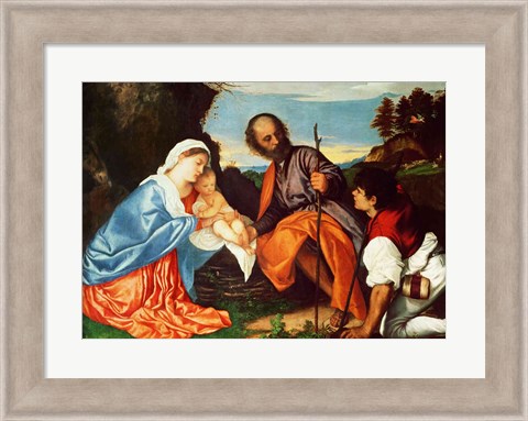 Framed Holy Family and a Shepherd Print