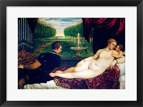 Framed Venus with an Organist and Cupid Print