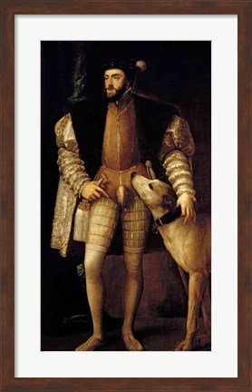 Framed Charles V Holy Roman Emperor and King of Spain with his Dog Print