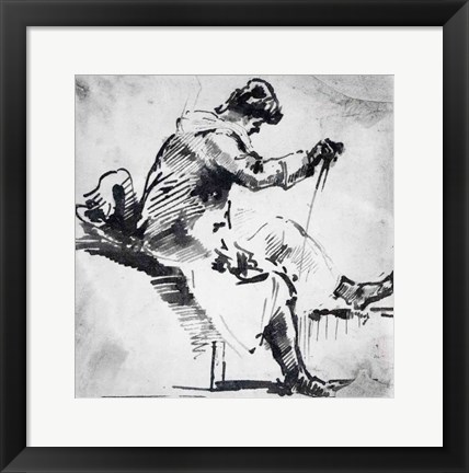 Framed Seated man Print