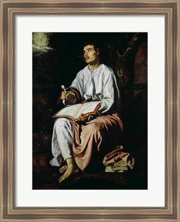 Framed St. John the Evangelist on the Island of Patmos Print