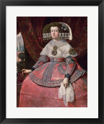 Framed Queen Maria Anna of Spain in a red dress Print