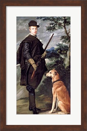 Framed Portrait of Cardinal Infante Ferdinand of Austria with Gun and Dog, 1632 Print