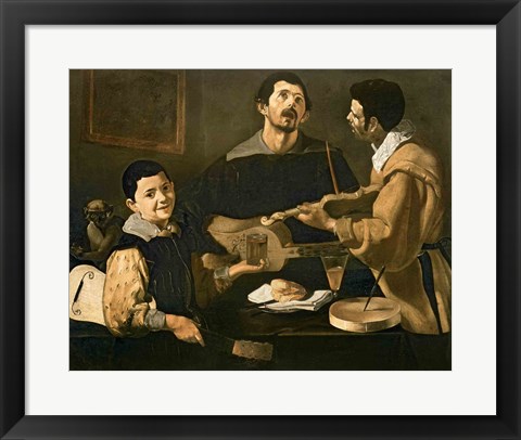 Framed Three Musicians, 1618 Print