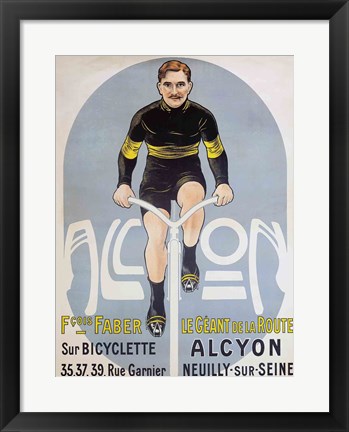 Framed Poster depicting Francois Faber on his Alcyon bicycle Print