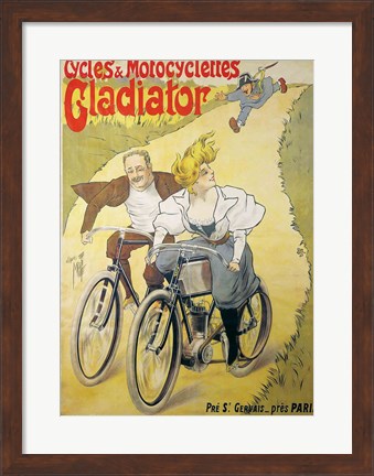 Framed Poster advertising Gladiator bicycles and motorcycles Print