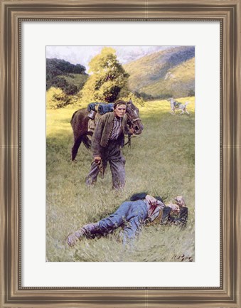 Framed Lonely Duel in the Middle of a Great Sunny Field Print