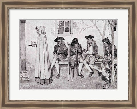 Framed &#39;The Wounded Soldiers Sat Along the Wall&#39; Print