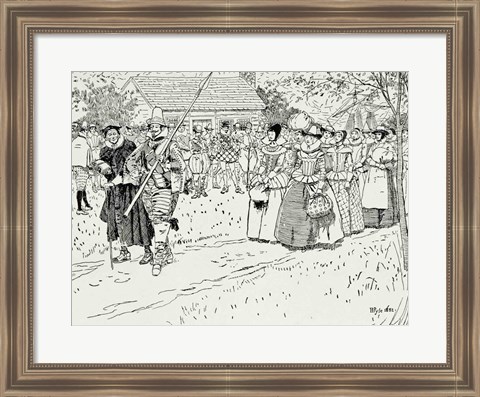 Framed Arrival of the Young Women at Jamestown Print