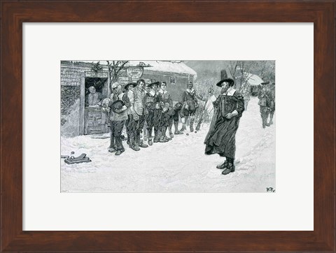 Framed Puritan Governor Interrupting the Christmas Sports Print