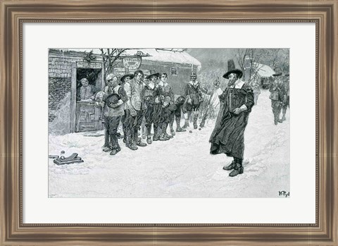 Framed Puritan Governor Interrupting the Christmas Sports Print