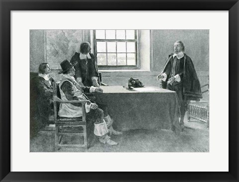 Framed Sir William Berkeley Surrendering to the Commissioners of the Commonwealth, illustration from &#39;In Washington&#39;s Day&#39; Print