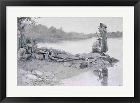 Framed Death of Indian Chief Alexander, Brother of King Philip Print