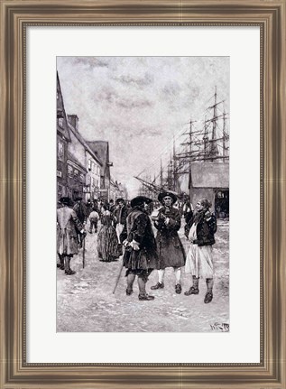 Framed Along the Water Front in Old New York, illustration from &#39;The Evolution of New York Print