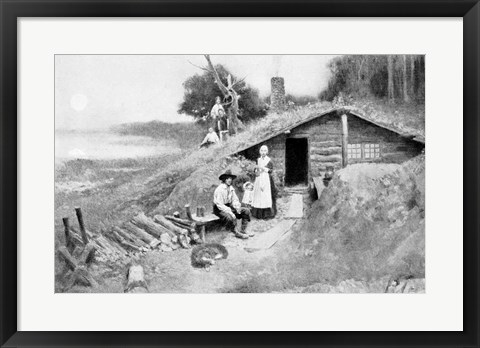 Framed Pennsylvania Cave-Dwelling, illustration from &#39;Colonies and Nation&#39; Print