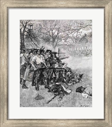 Framed Lexington Green - &#39;If they want war, it may as well begin here&#39; Print