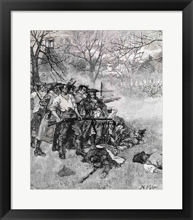 Framed Lexington Green - &#39;If they want war, it may as well begin here&#39; Print