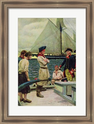 Framed American Privateer Taking a British Prize Print