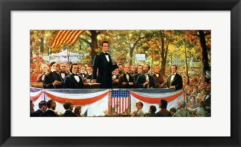 Framed Abraham Lincoln and Stephen A. Douglas debating at Charleston Print