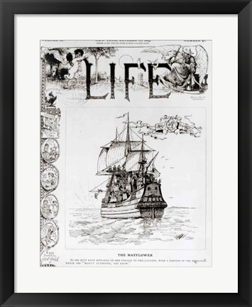 Framed Mayflower, front cover from &#39;Life&#39; magazine, 11th October, 1883 Print