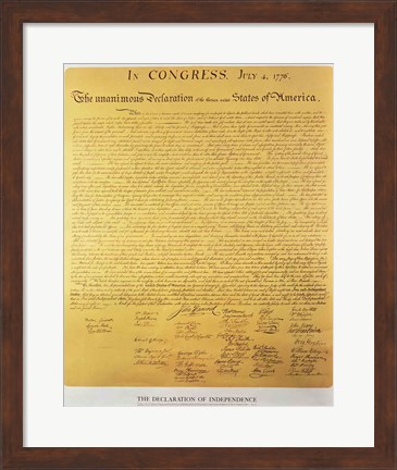 Framed Declaration of Independence of the 13 United States of America of 1776 Print