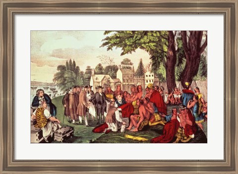 Framed William Penn&#39;s Treaty with the Indians Print