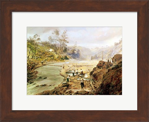 Framed &#39;Fortyniners&#39; washing gold from the Calaveres River, California, 1858 Print