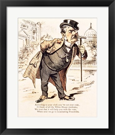 Framed Caricature of Chester Alan Arthur, c.1883 Print