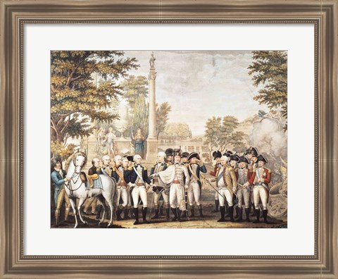 Framed British Surrendering to General Washington after their Defeat at Yorktown Print