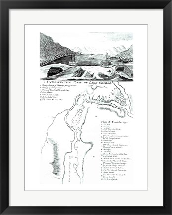 Framed Perspective View of Lake George and a Plan of Ticonderoga Print