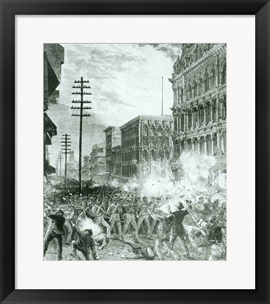 Framed Great Strike: The Sixth Maryland Regiment Fighting Its Way Through Baltimore Print