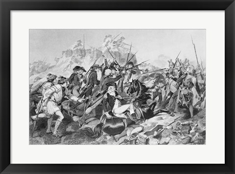 Framed Battle of Saratoga - General Arnold Wounded in the Attack on the Hessian Redoubt Print