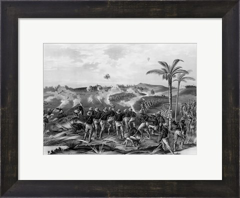 Framed &#39;How the Day was Won&#39;, Charge of the Tenth Cavalry Regiment at San Juan Hill, Santiago, Cuba Print