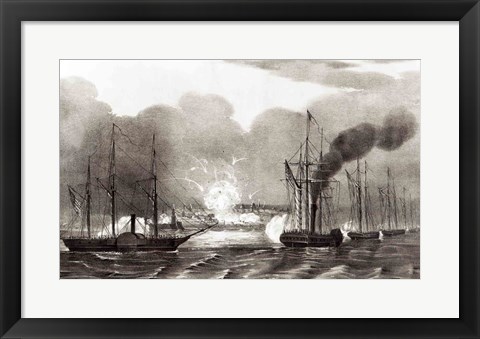 Framed Naval Bombardment of Vera Cruz Print