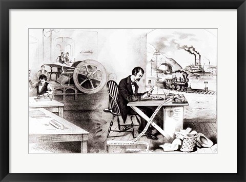 Framed Progress of the Century: The Lightning Steam Press, the Electric Telegraph, the Locomotive and the Steamboat Print