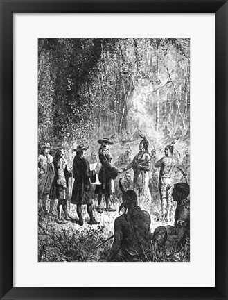 Framed Moravian Missionaries Among the Indians Print