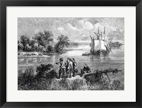 Framed Moravians Ascending the Delaware Print