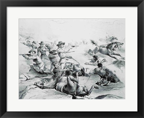 Framed Last Battle of General Custer Print