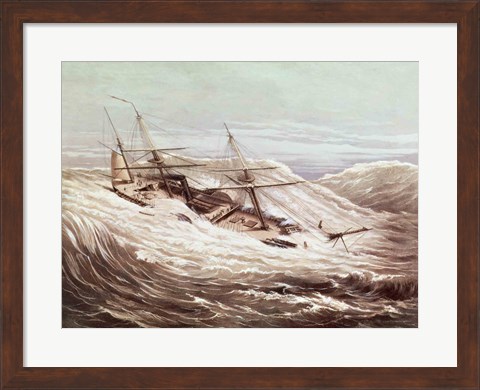 Framed Mississippi Steam Frigate in a Typhoon Print