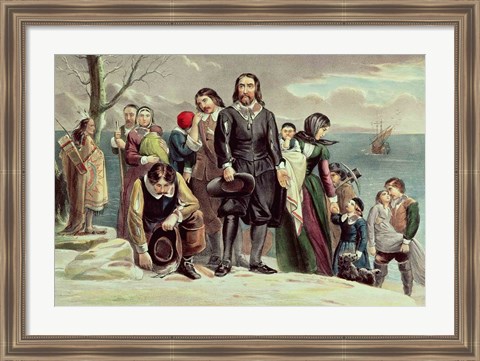 Framed Landing of the Pilgrims at Plymouth, Massachusetts, December 22nd 1620 Print