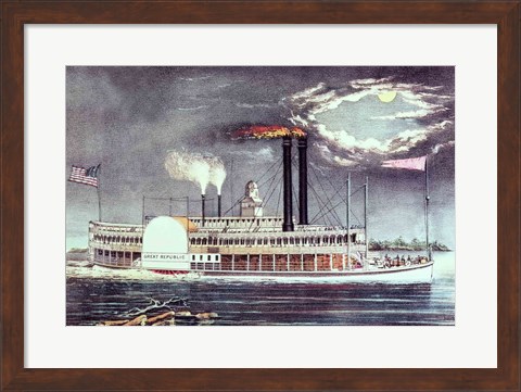 Framed Moonlight on the Mississippi Print