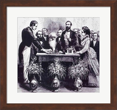 Framed Professor Samuel Finley Breese Morse Explaining the Function of his Invention Print