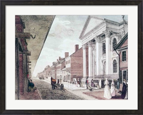 Framed High street with the first Presbyterian Church, Philadelphia, 1799 Print