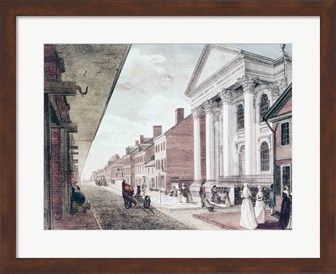 Framed High street with the first Presbyterian Church, Philadelphia, 1799 Print