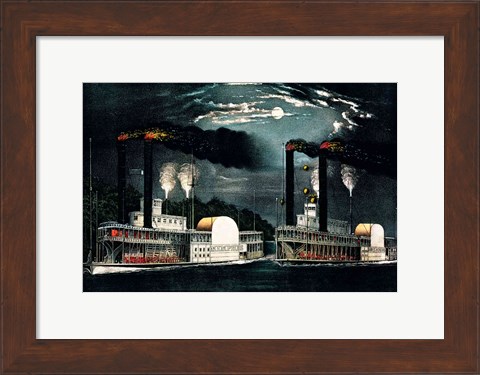 Framed Midnight Race on the Mississippi Print