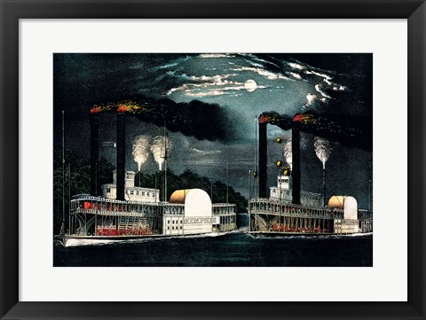 Framed Midnight Race on the Mississippi Print